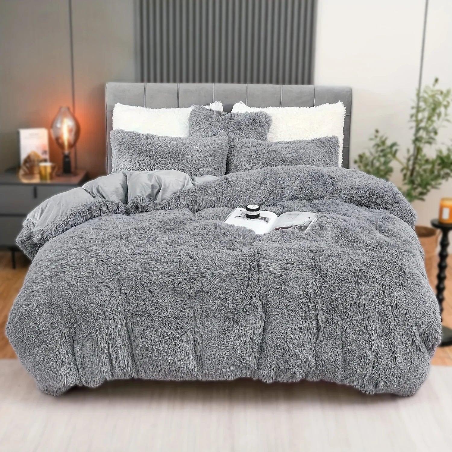 4PCs Plush Duvet Cover Set Luxury Ultra Soft Velvet Duvet