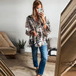 Spring Summer All-match Floral Print loose Linen blouse Shirt For Women