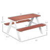 Kids Picnic Table Set, Wooden Table & Bench Set, Kids Patio Furniture Outdoor Toys For Garden, Backyard, Aged 3-8 Years Old, Brown