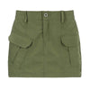 Simple Tooling Style Pocket Army Green Woven Hot Girl A- Line Mini Hip Cargo Skirt Summer