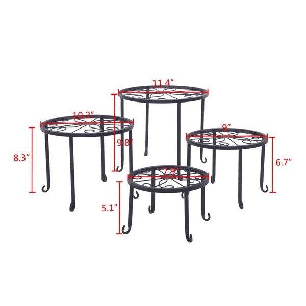 Metal Plant Stand 4 In 1 Potted Irons Planter Supports Floor Flower Pot Round Rack Display