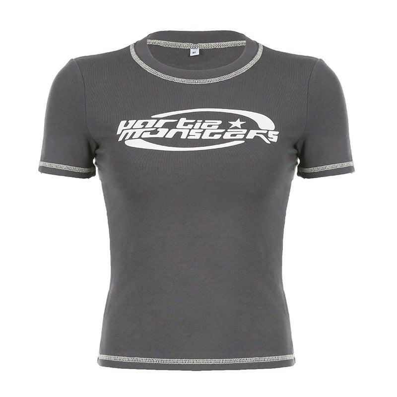 Women's Fashion Print Slim Fit Short Sleeve T-Shirt – Cotton Graphic Tee