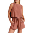 Women Summer Casual 2pcs Short set Athleisure Outfit