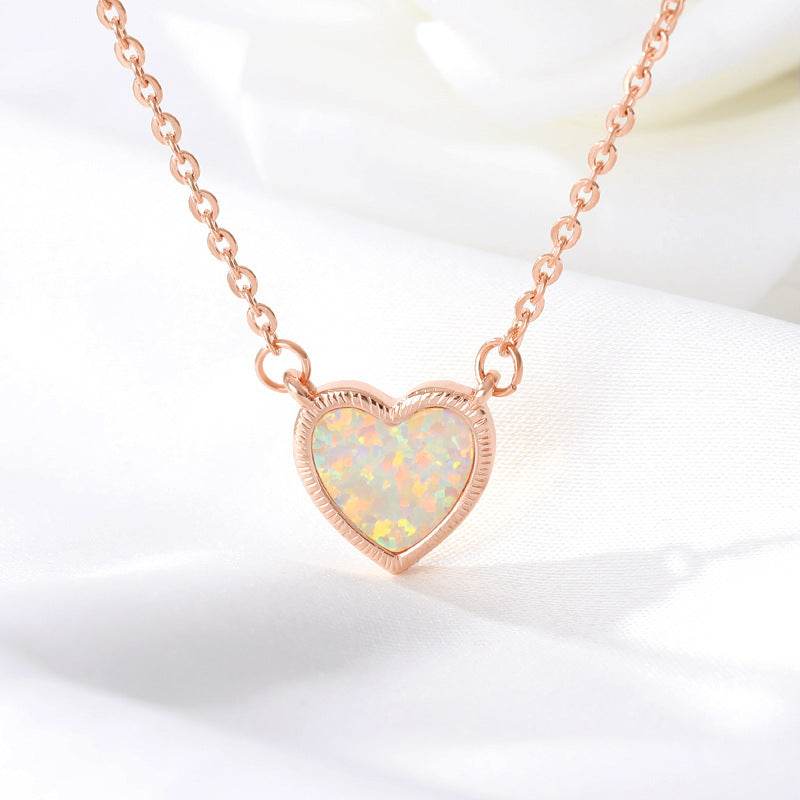 Romantic Heart Necklace Copper Zircon Pendant Necklace for women
