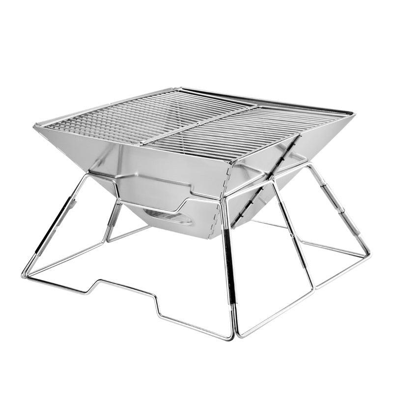 Portable Folding Stainless Steel Charcoal Grill – Compact Camping BBQ Stove