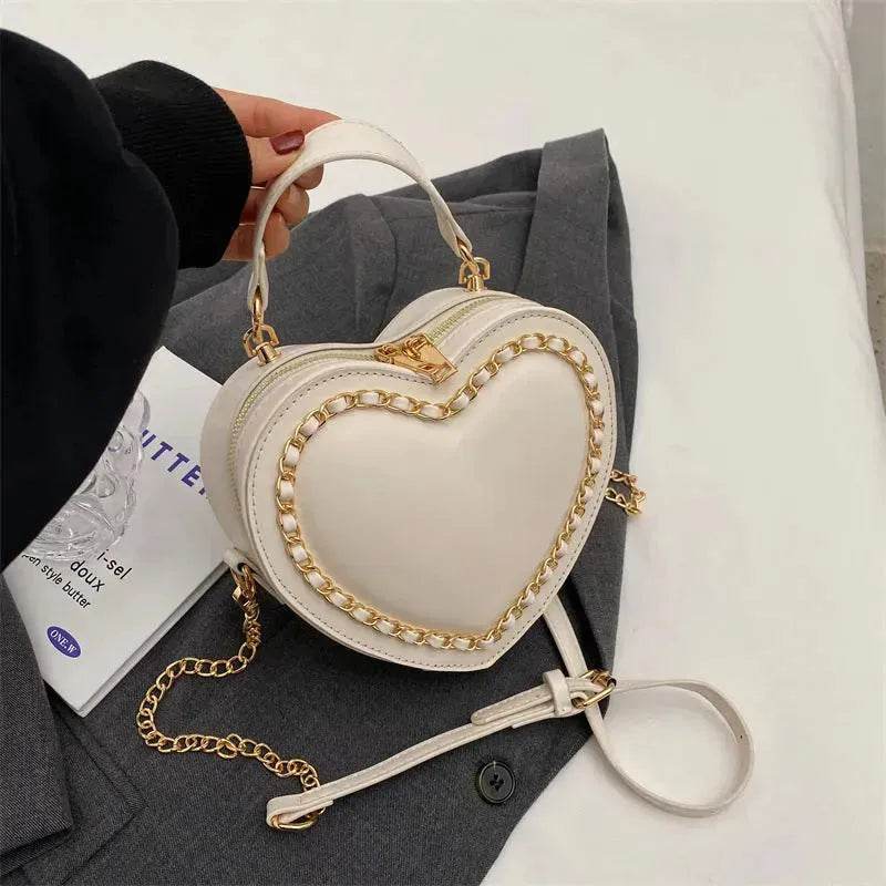 Women's Fashion Casual Heart Shaped Chain Shoulder Messenger Crossbody Bag