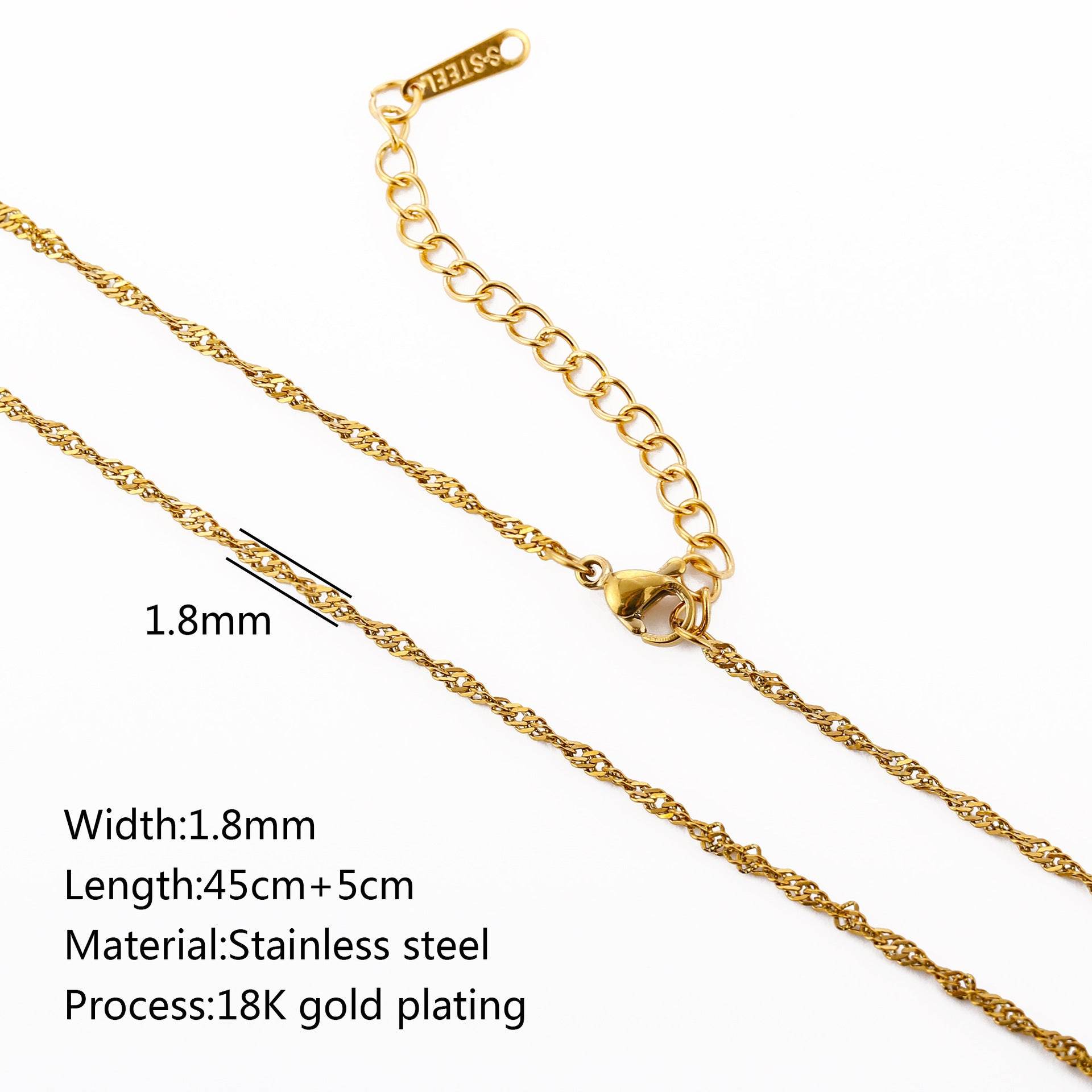 Stainless Steel Vacuum Vapor Plating 18K Gold Color Protection Lip Chain Necklace