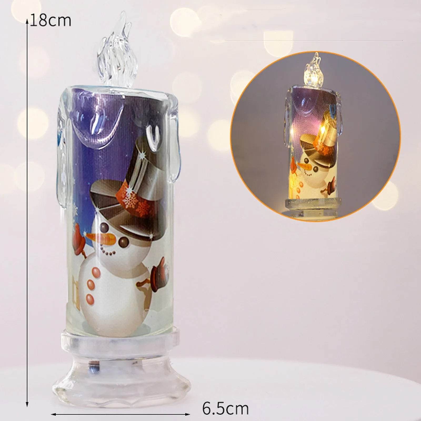 Christmas Transparent Electronic Flameless Candles Decorative Gifts