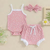 Casual Newborn Baby girl Romper suit with head bowtie headband Two piece for newborn baby girl