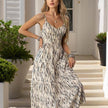 Women's Striped V-Neck Backless Tie Strap Beach Dress - Sexy Elegant Summer Maxi Dress