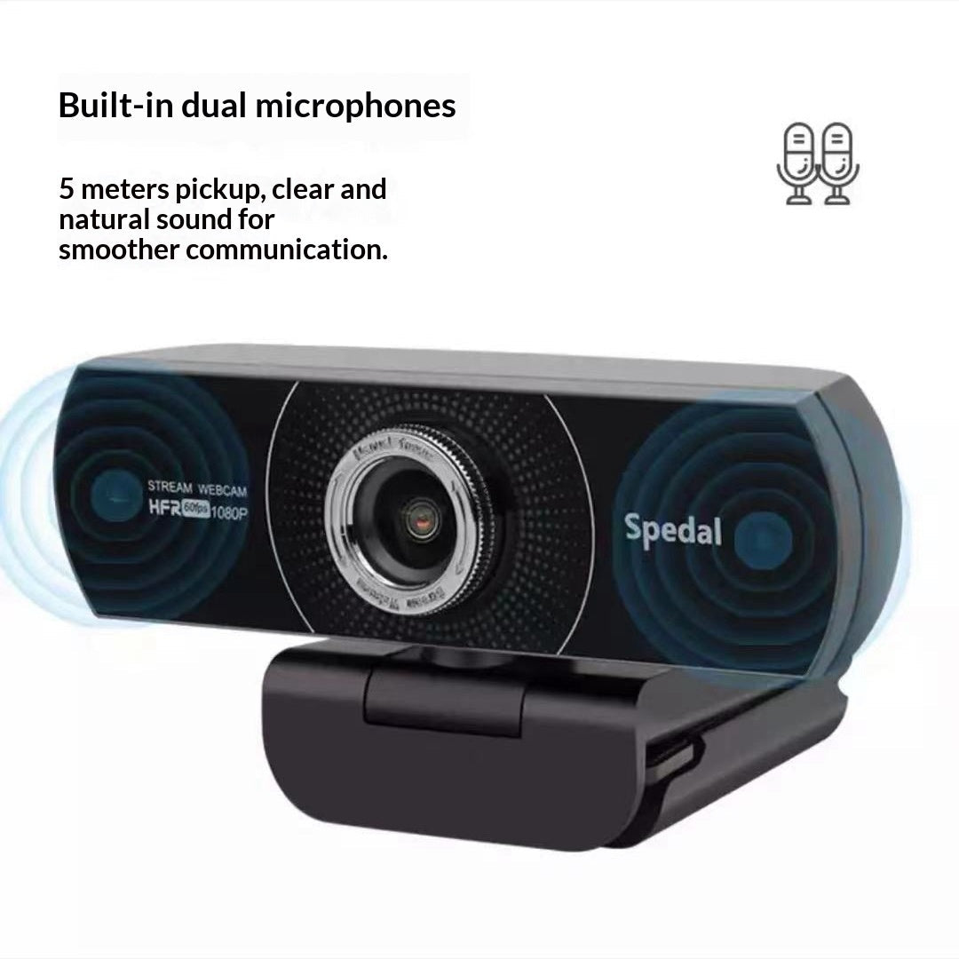 1080P HD USB Webcam with Built-In Microphone for PC and Laptop