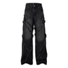 Wash Distressed Stitching Baggy Jeans Pant With Whiskers Same Style For Men And Women
