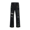 Ripped Paint Wide-leg Denim Trousers For Men Jeans