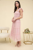 Polka Dot Chiffon Tiered Dress | Sage