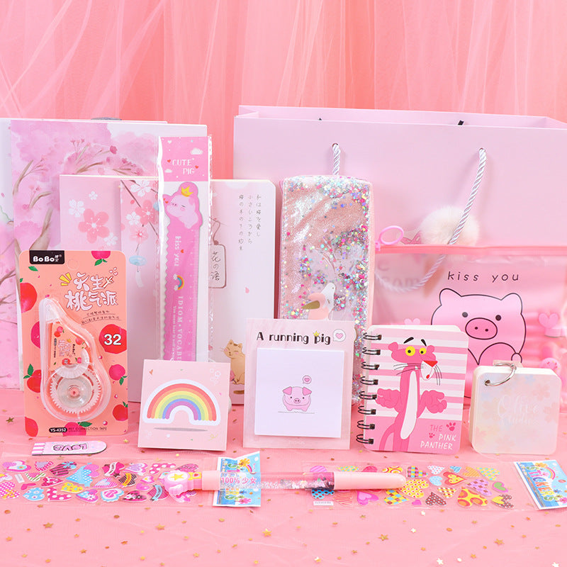 Girls' Pink Stationery Gift Set – Back to School Supplies Box for Elementary & Middle School
