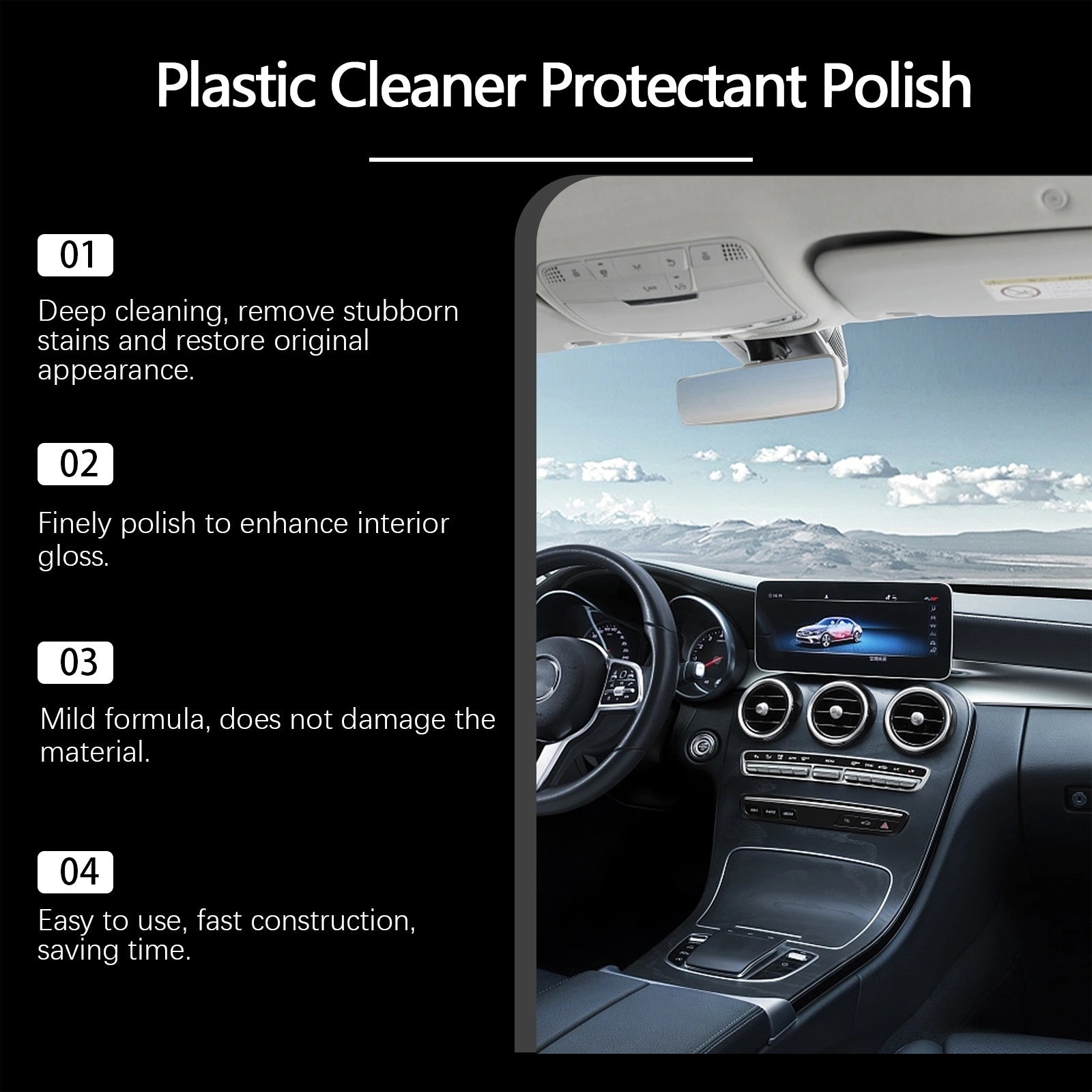 RAYHONG Car Plastic Refurbishing Agent — Dashboard Polish, Stain Remover & Interior Care (100ml)