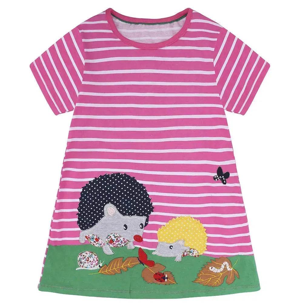 Casual Girls' Skirt gown  Cartoon Printed Cotton Dress for kids