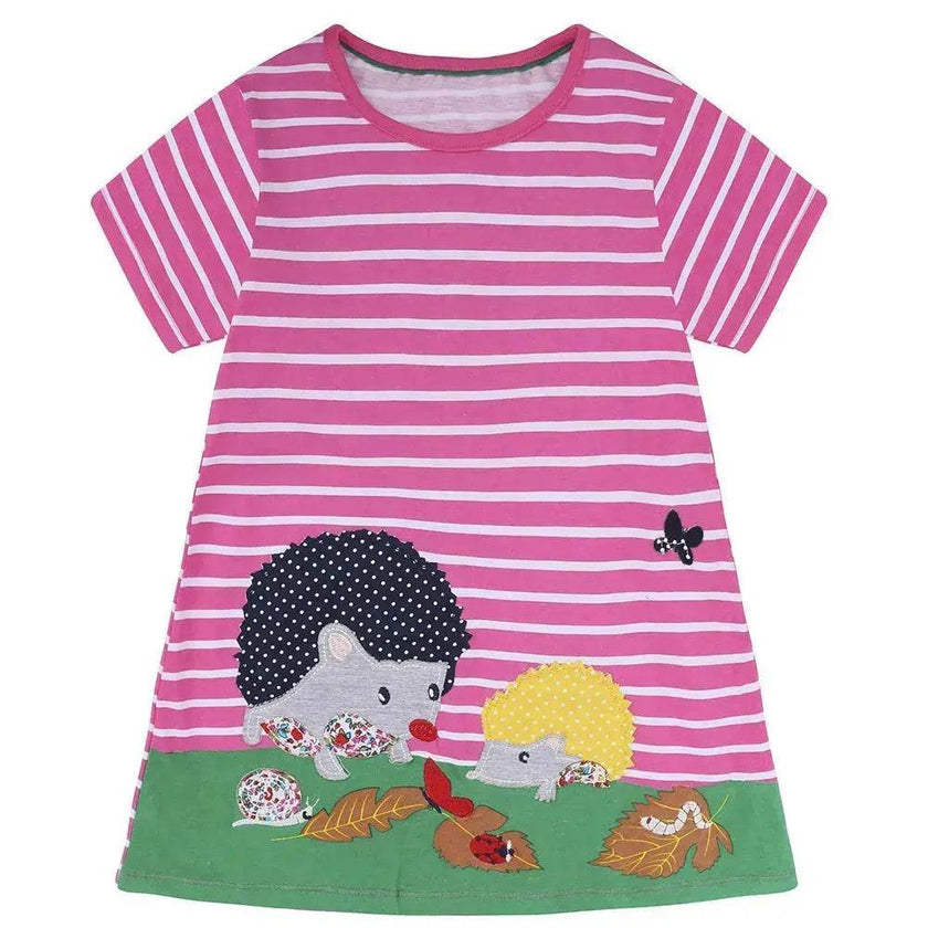 Casual Girls' Skirt gown  Cartoon Printed Cotton Dress for kids