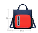 Kids Colour-Contrast Nylon School Backpack – Lightweight Children's Bag with Panda Patch (Blue, Red, Green)