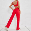 Hollow Back Workout Jumpsuit Sports Athleisure Yoga Wide Leg Jumpsuit