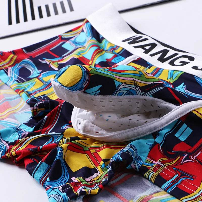Silk Breathable Mesh Floral Ball sack Brief Boxers with Pouch Underwear