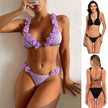 Women's 2-Piece Bikini Swimsuit Set Solid Colour Backless Bra and Briefs