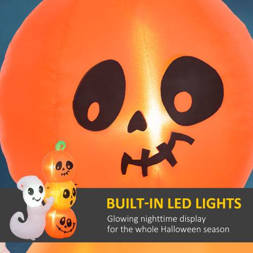 HOMCOM 5ft Inflatable Halloween Decoration Ghost And Pumpkin, Blow Up Outdoor LED Yard Display, Waterproof
