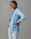 Formal Work Denim shirts for women Leisure Lapel Single Breasted Women's Long Sleeve Denim Shirt Women button down shirts
