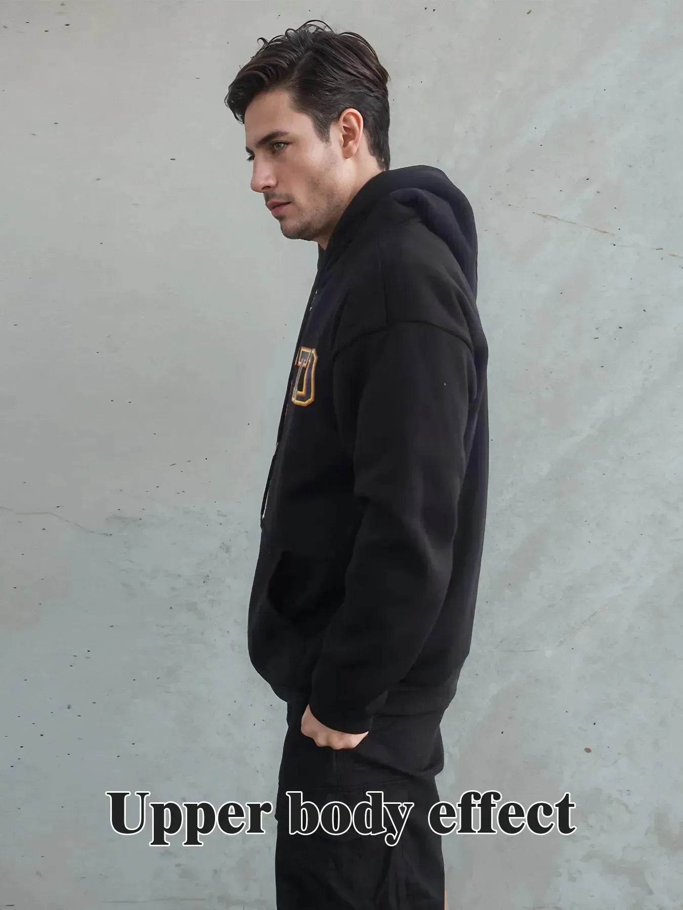 Fashionable Solid Color Long Sleeved Printed Unisex Hoodie