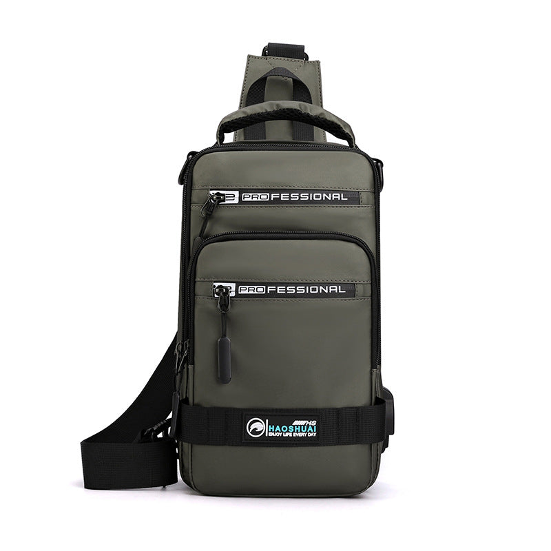Men's Multifunction Nylon Backpack Crossbody Shoulder Bag with USB Charging Port