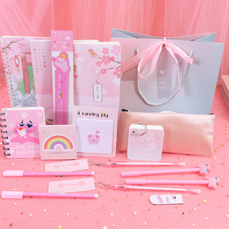 Girls' Pink Stationery Gift Set – Back to School Supplies Box for Elementary & Middle School