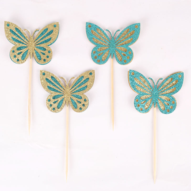 Butterfly Birthday Cake Decoration Cards – Floral Party Cake Toppers & Inserts