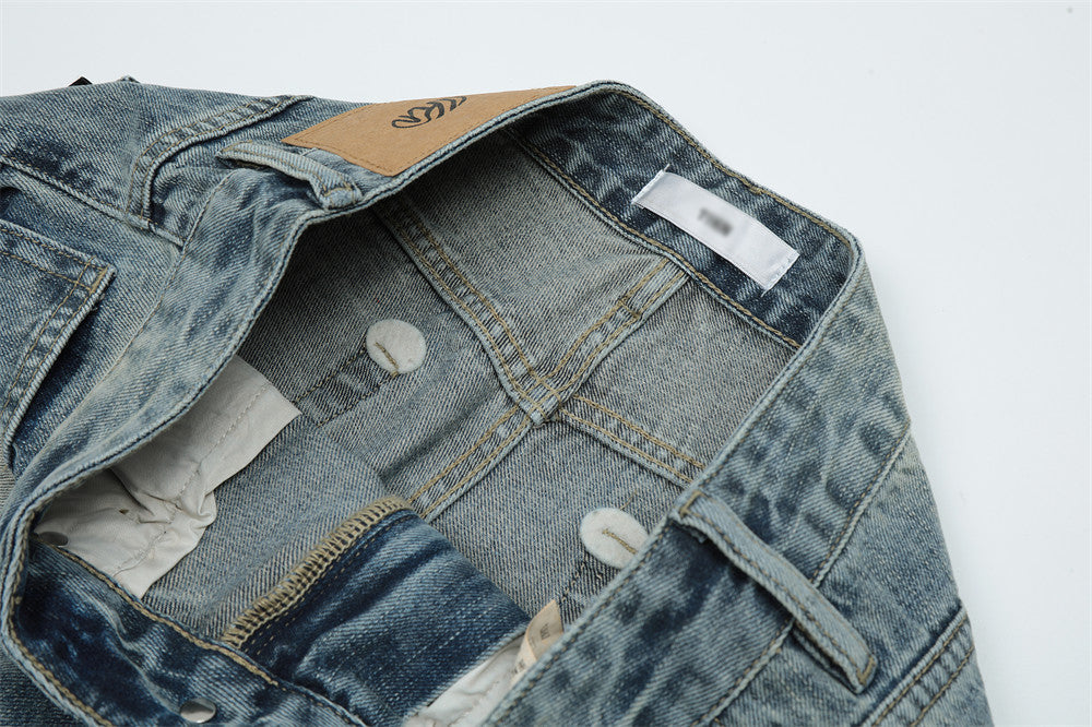 Men's Loose Wide-Leg Contrast Color Jeans – Fashion Baggy Denim Trousers