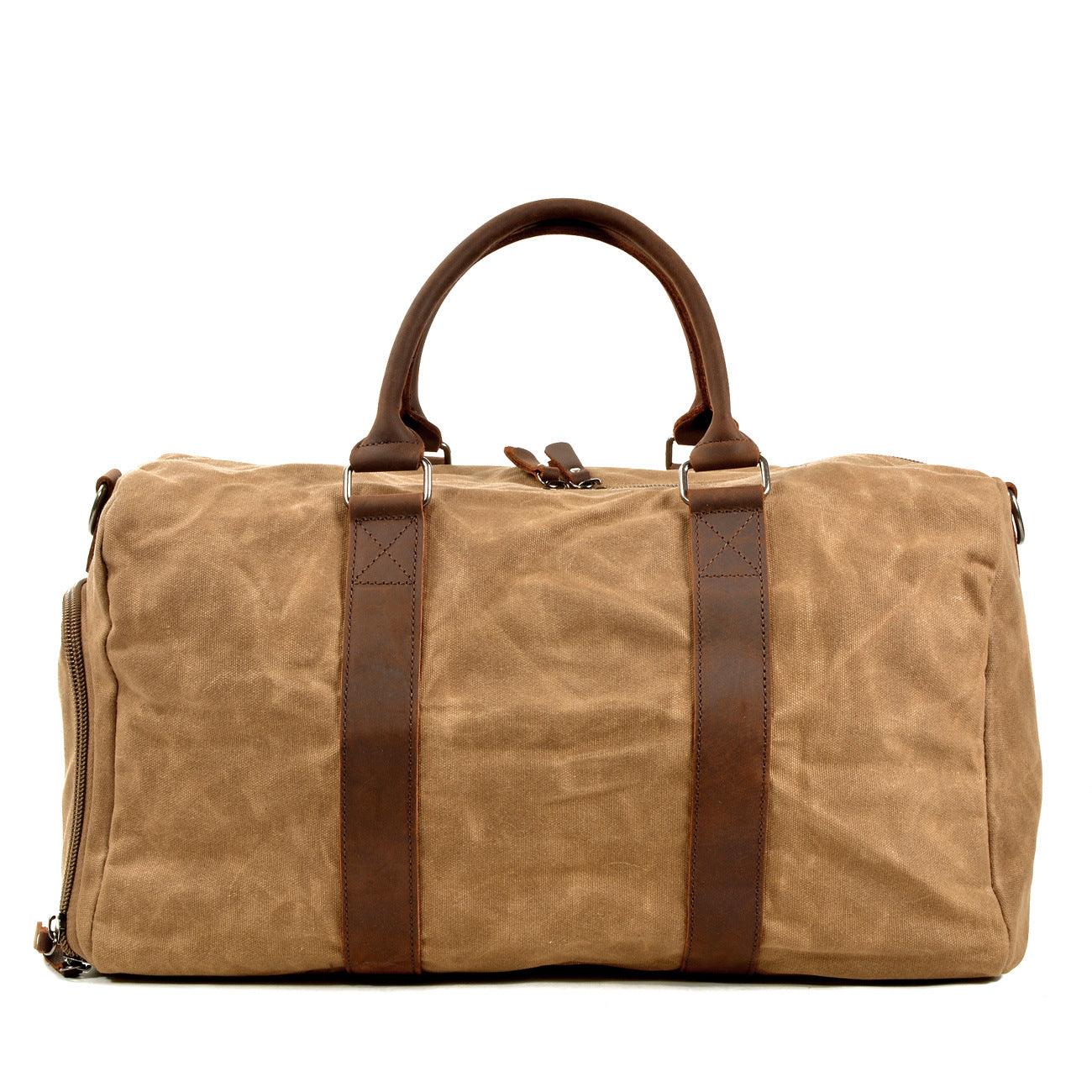 Vintage Canvas Travel Duffel Bag Weekender with Leather Handles Carry On
