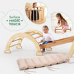 Ensemble d'escalade Montessori 5 en 1 : Échelle triangulaire + Arche/Balançoire + Planche de glisse/Rampe + Corde de filet + Coussin