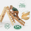 Ensemble d'escalade Montessori 5 en 1 : Échelle triangulaire + Arche/Balançoire + Planche de glisse/Rampe + Corde de filet + Coussin