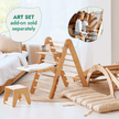 Ensemble d'escalade Montessori 5 en 1 : Échelle triangulaire + Arche/Balançoire + Planche de glisse/Rampe + Corde de filet + Coussin