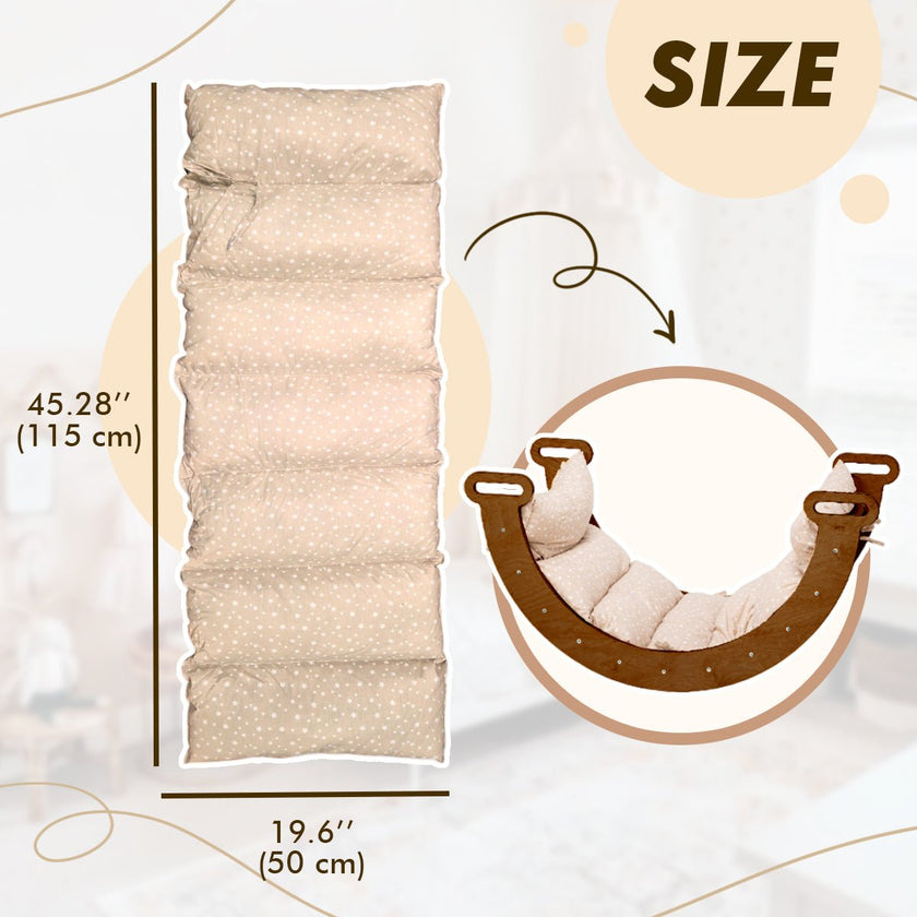 Ensemble d'escalade Montessori 5 en 1 : Échelle triangulaire + arche/balançoire + planche/rampe de glisse + filet + coussin – Chocolat