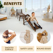 Ensemble d'escalade Montessori 5 en 1 : Échelle triangulaire + arche/balançoire + planche/rampe de glisse + filet + coussin – Chocolat