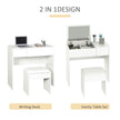 Mia Modern Vanity Set with Flip Top Mirror-White