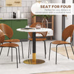 Rene Round Modern Dining Table with Faux Marble Top for Small Spaces-White