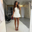 Chic Tube Top Dress Summer Solid Color Pleated Skirt Dress Women Fashion Short Mini Skater Dresses  Evening Party Cocktail Dress for Ladies