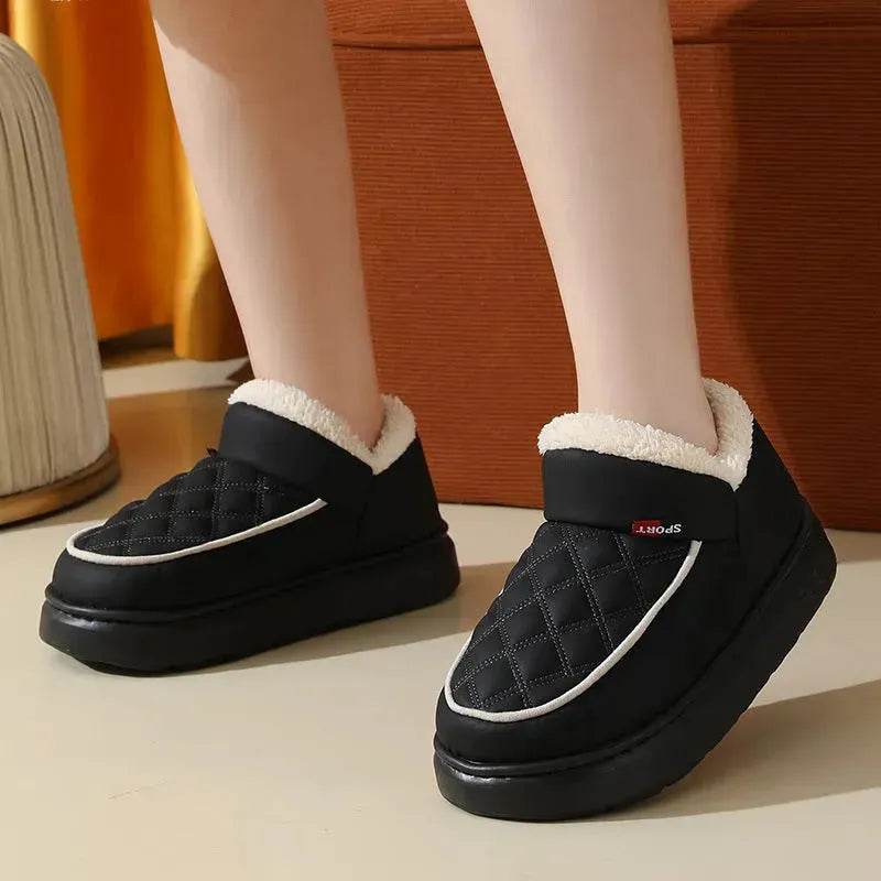 Winter Plush Cotton platform Shoes Warm Thick-bottom Waterproof Home Slippers All-match Indoor Outdoor Garden Shoes For Women