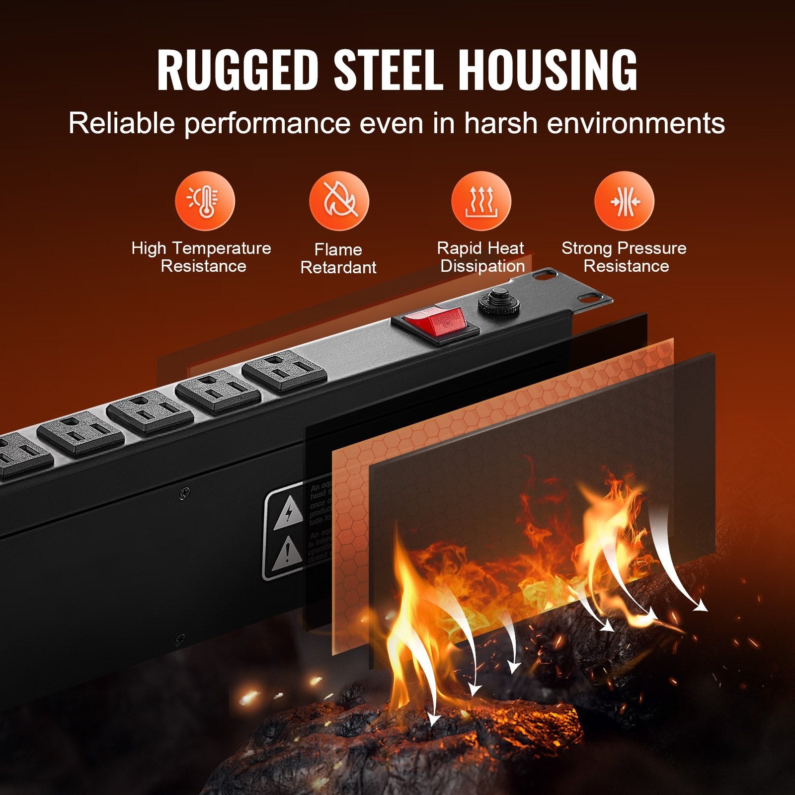 19-Inch 1U Rack PDU Power Strip, 12 Outlets, 15A with Surge and Overload Protection