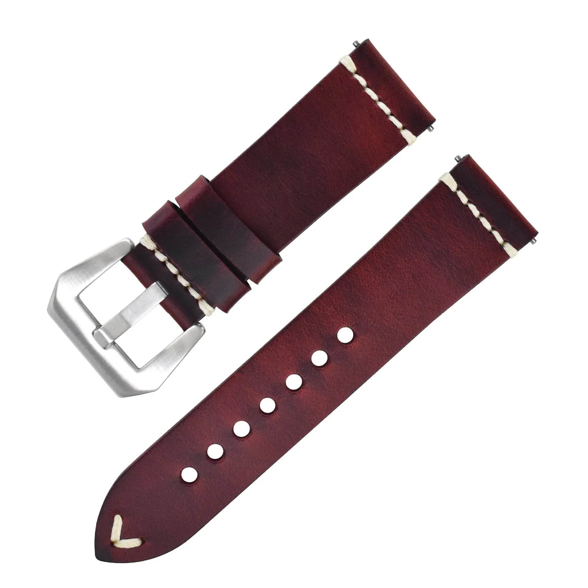 Discoloring Oil Wax Top Layer Cowhide Watch Strap