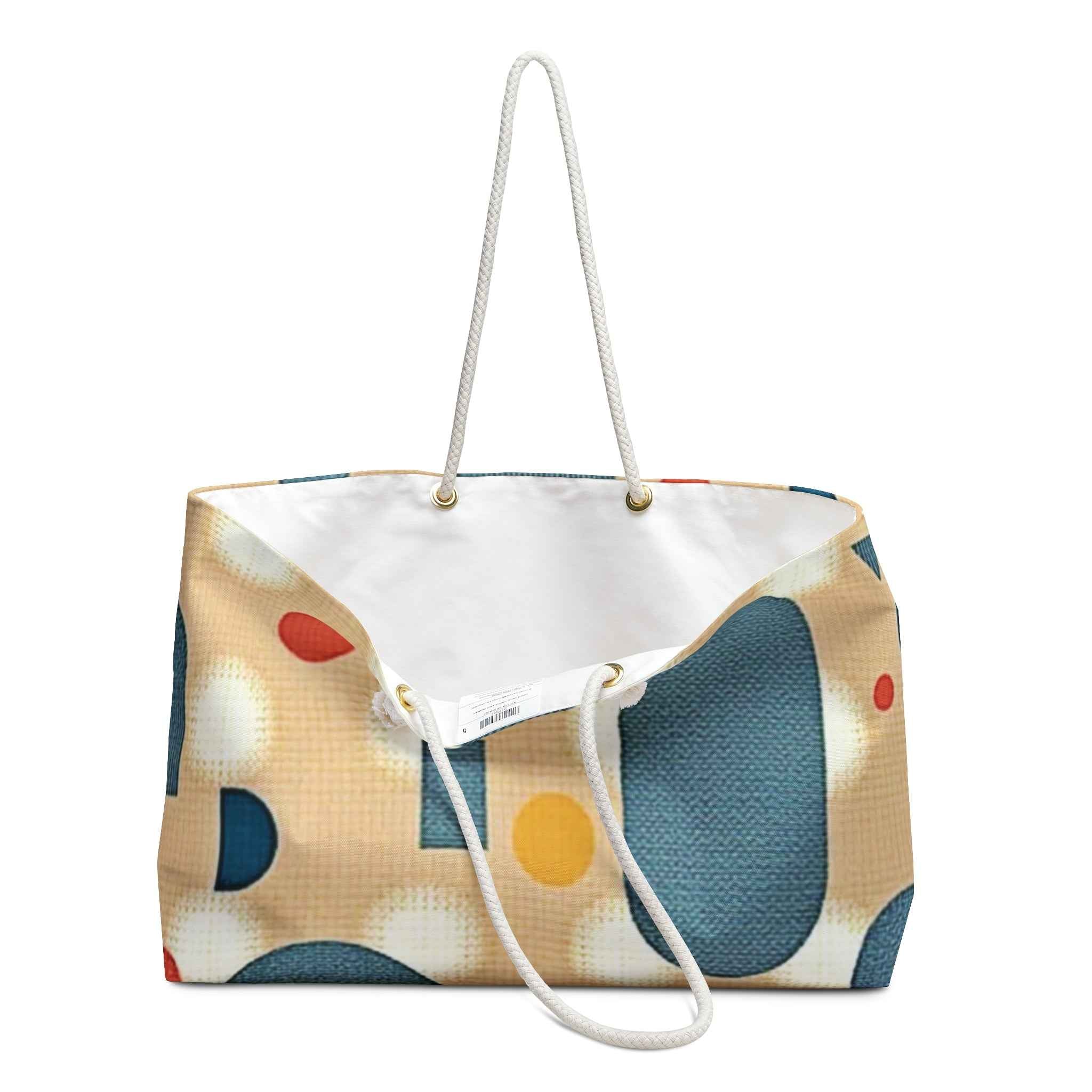 Mid-Century Geometric Weekender Bag | Retro Dots Shapes | Mom On-The-Go Tote| Baby Essentials Carryall | Beach Travel Holdall
