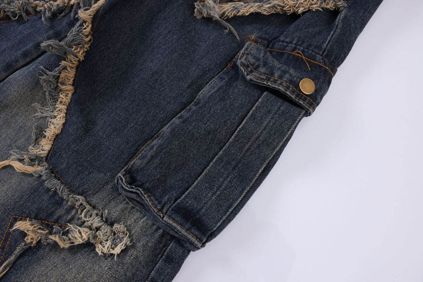 Distressed Denim Pant for women Oversized Streetstyle Patch Cargo Jeans Pant