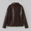 Fashioned Oversized zipper Lapel Leather coat jacket for women