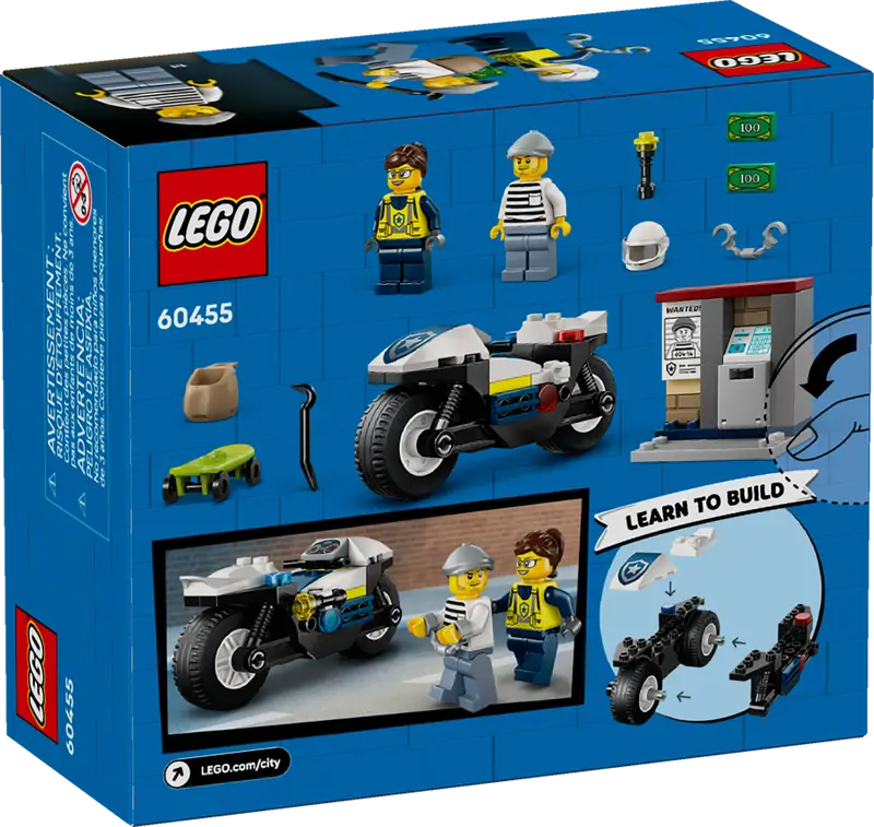 LEGO - 60455 - CITY - Poursuite à moto de la police - 65 pièces