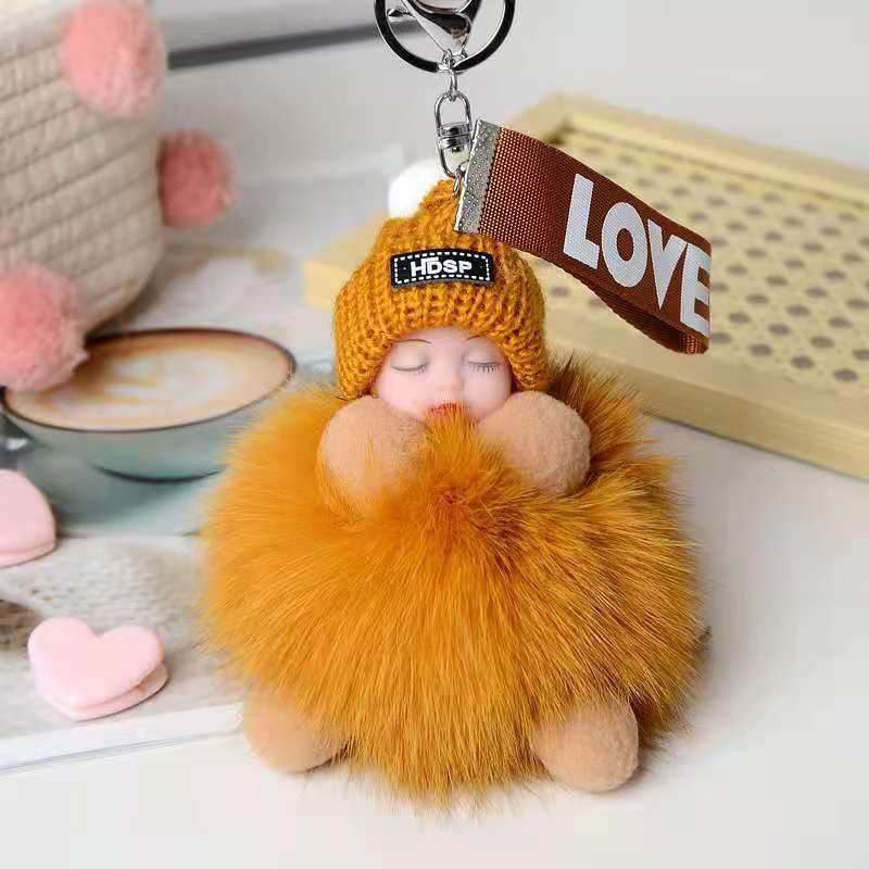Cute Sleeping Doll Plush Doll Keychain Pendant Backpack Handbag Wallet Accessories